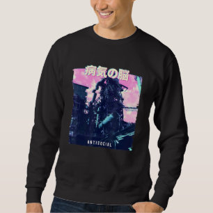 Sweatshirt Vaporwave Glitch esthétique 80s Machine rétro