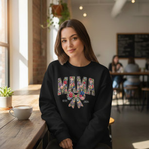 Sweatshirt Varsity Mama Est Fleurie Style Féminin