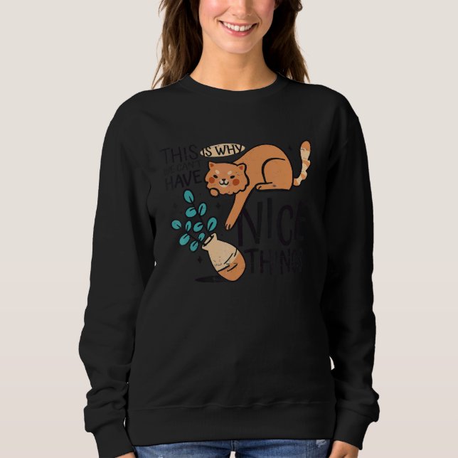 Sweatshirt Vase de fleur de chat 2 (Devant)