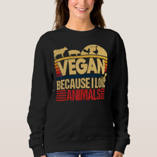Sweatshirt Vegan Parce que j'aime Animaux Citer Vegetarian He