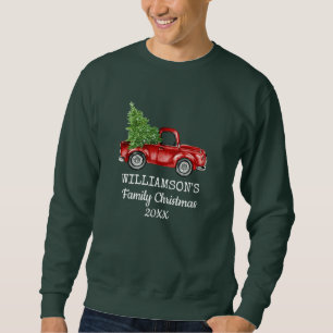 Sweatshirt Vert personnalisé par camion vintage de Noël de
