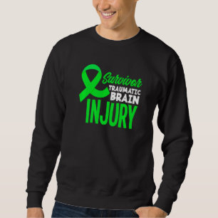 Sweatshirt Vert Ruban Survivante Traumatic Brain Injury Aware