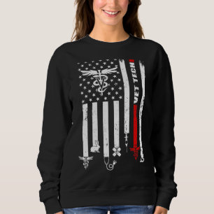 Sweatshirt Vet Tech Usa Flag Animaux de compagnie Technicien