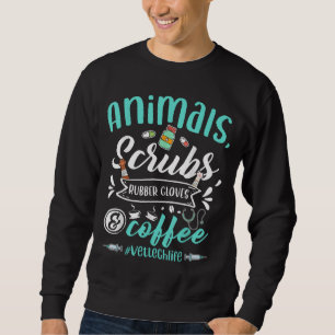 Sweatshirt Veterinary Technician Animals Scrubs And Coffee Ve