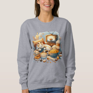 Sweatshirt Vibes douillettes uniquement : Chat, Livre, Mac &