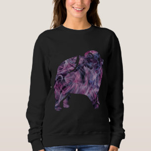 Sweatshirt Vibrant Abstrait Poméranien Peint Violet Et Col