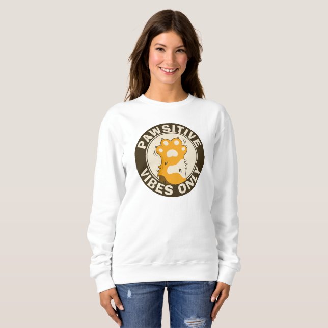 Sweatshirt Vibrations positives uniquement Patte de chat mign (Devant entier)