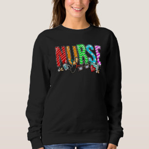 Sweatshirt Vie de jour de l'infirmière Plaid Coeur rouge Stet