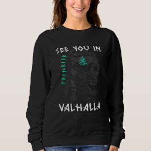 Sweatshirt Viking Valhalla Odin Thor Marteau Vierge Bouclier 