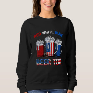 Sweatshirt Vin Rouge Bleu US Drapeau Lunettes Usa Patriotique
