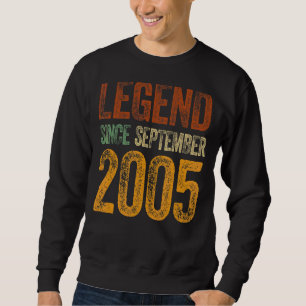 Sweatshirt Vintage 2005 Anniversaire Septembre Né Légende dep