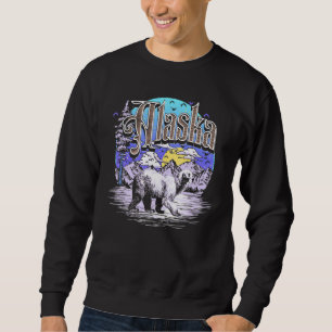 Sweatshirt Vintage Alaska Extérieur Rétro Ours Polaire & Mont