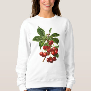 Sweatshirt Vintage Botanique Cerises rouges Imprimer