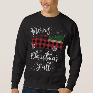 Sweatshirt Vintage Buffalo Plaid Camion Rouge Joyeux Noël Y'