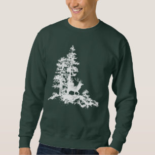 Sweatshirt Vintage Cerf noir blanc animal nature sauvage