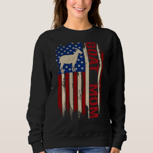Sweatshirt Vintage Chèvre Maman Américaine Usa Drapeau Farmin