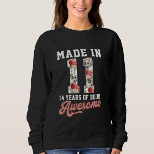 Sweatshirt Vintage Né En 2011 Floral 14ème Anniversaire Cadea