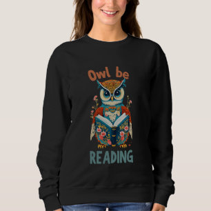 Sweatshirt vintage owl lire drôle hibou lire livres tee bo