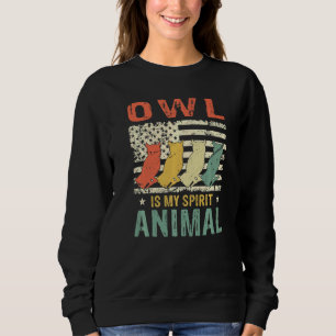 Sweatshirt Vintage Owl Spirit Animal Retro Us drapeau américa