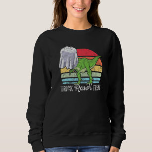Sweatshirt Vintage Retro Trick Rawr Treat Ghost Dino Trex Hal