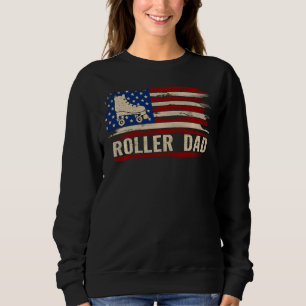 Sweatshirt Vintage Roller Papa Américain Drapeau Sports Patin