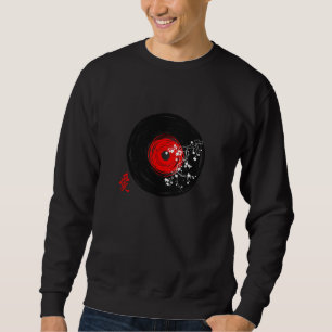 Sweatshirt Vinyl Record Retro Grunge Avec Les Blossoms Sakura