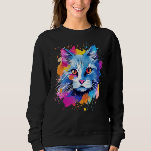 Sweatshirt Visage de chat angora turc coloré Splash