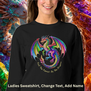 Sweatshirt Votre Texte Dragon Coloré Ressentez la Puissance 