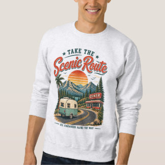 Sweatshirt Voyage Rétro dans une Camping-Car 'Prendre la Rout