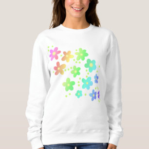 Sweatshirt Whimsical Rainbow Flowers