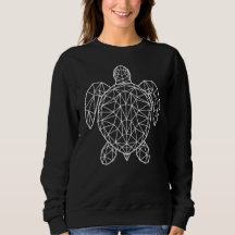 White Geometric Wireframe Sea Turtle