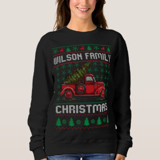 Sweatshirt Wilson Famille Vilain Chandail de Noël Rouge Camio