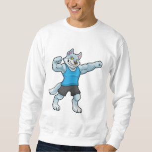 Sweatshirt Wolf comme Bodybuilder avec les gros bras supérieu
