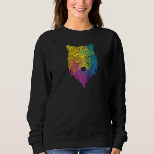 Sweatshirt Wolf Raglan à tête blanche colorée