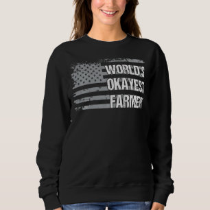 Sweatshirt World S Okayest Fermier Américain Drapeau Hommes F