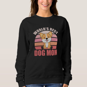Sweatshirt Worlds Best Chien Maman - Chien Corgi Vintage couc