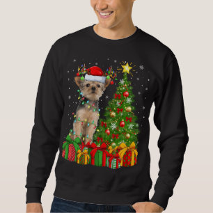 Sweatshirt Yorkie Chien Éclairage Xmas Arbre Santa Hat Yorkie