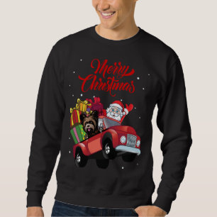 Sweatshirt Yorkshire Terrier Avec Père Noël En Camion Rouge D