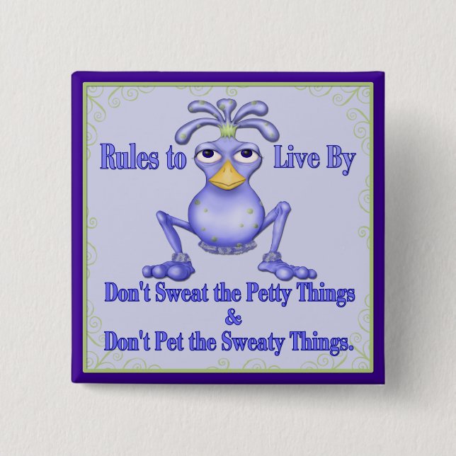 Sweaty Things 2 Inch Square Button (Front)