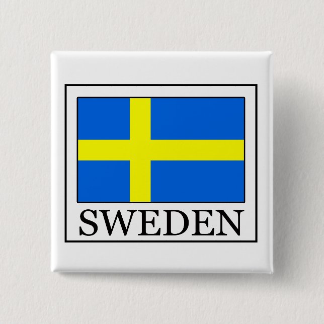 Sweden 2 Inch Square Button (Front)