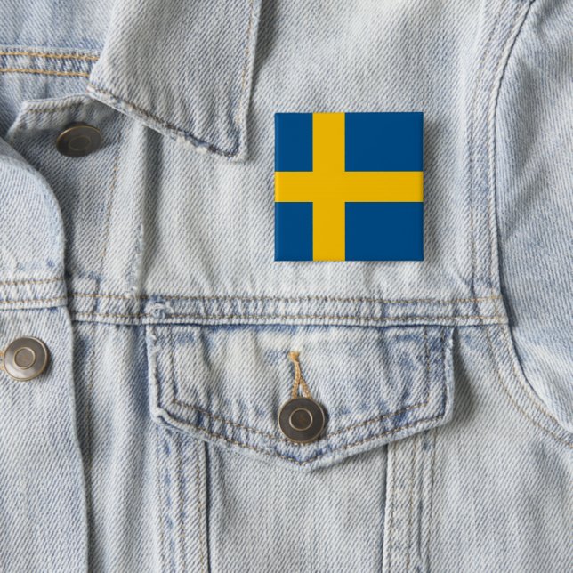 Sweden 2 Inch Square Button (In Situ)