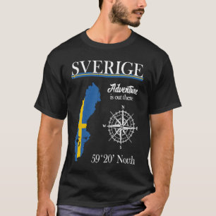 Sweden Adventure Is Out There Sverige Swedish Fla T-Shirt