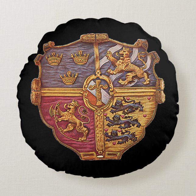 Sweden Ancient Coat of Arms Round Pillow (Front)