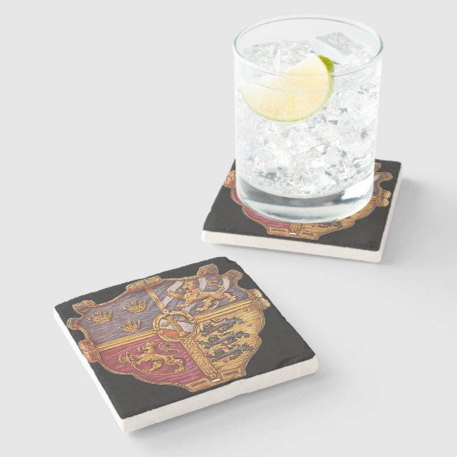 Sweden Ancient Coat of Arms Stone Coaster (Side)
