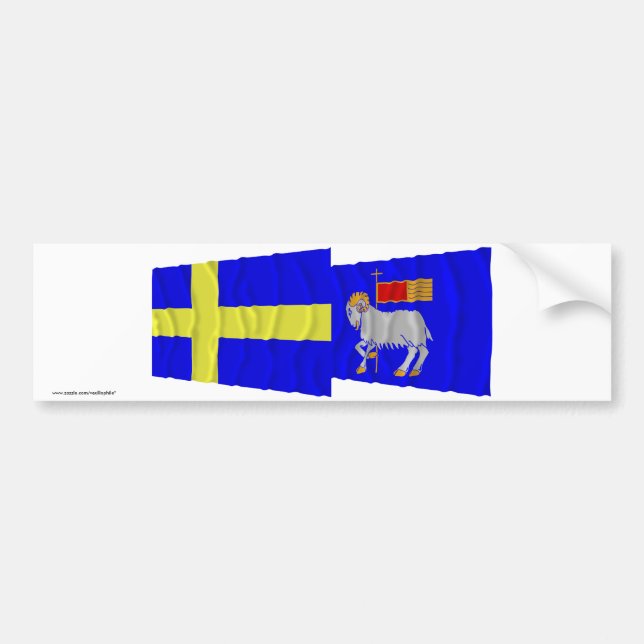 Sweden and Gotlands län waving flags Bumper Sticker (Front)