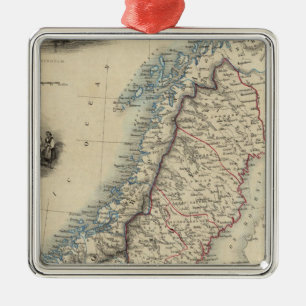 Sweden and Norway 8 Metal Ornament