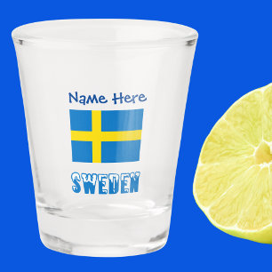 Sweden and Swedish Flag Blue Personalization Shot Glass