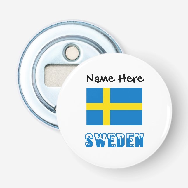 Sweden and Swedish Flag Personalized  Bottle Opener (Front)