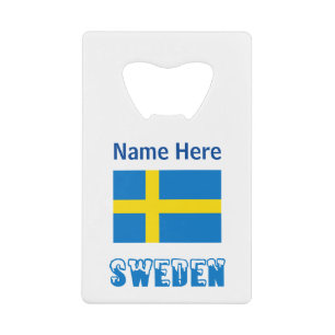 Sweden and Swedish Flag Personalized Credit Card Bottle Opener