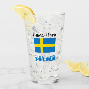 Sweden and Swedish Flag Personalized Glass